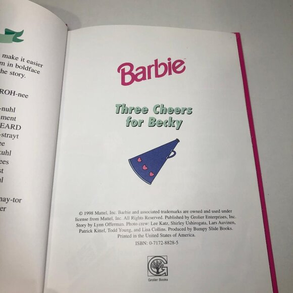Vintage 1998 Barbie Book- Three Cheers For Becky 90's Kid's Hardcover - Picture 3 of 9